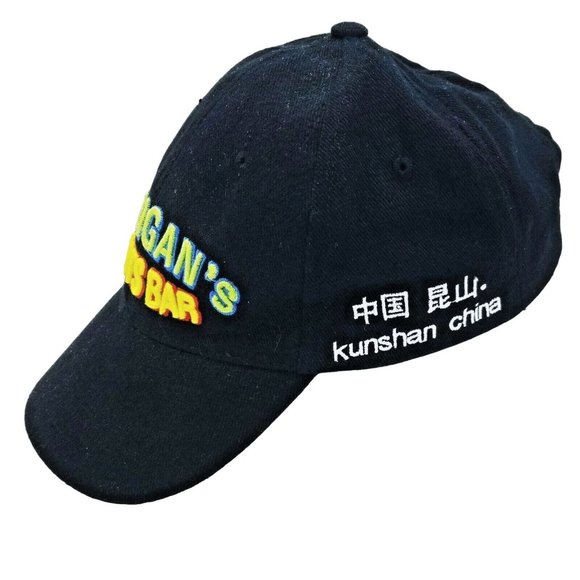 Hooligans Sports Bar Adjustable Tuck Strap Baseball Cap Black Cloverleaf Golf - Picture 3 of 8